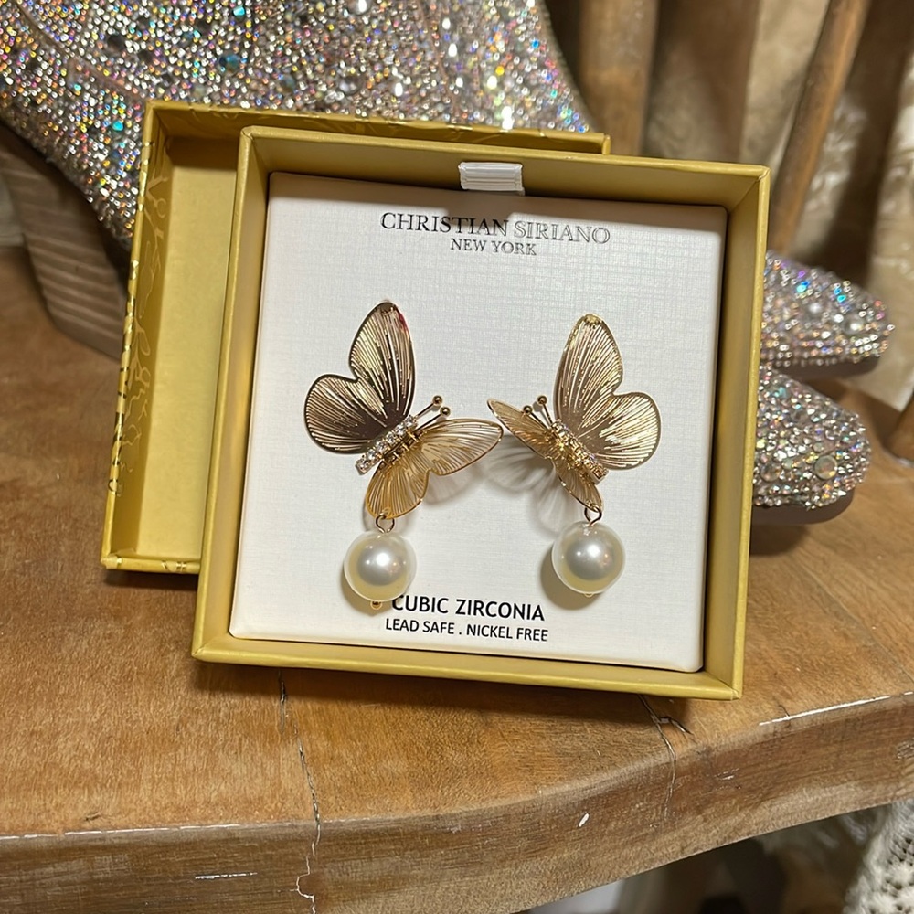 Insanely Sparky CZ Butterfly Earrings‎